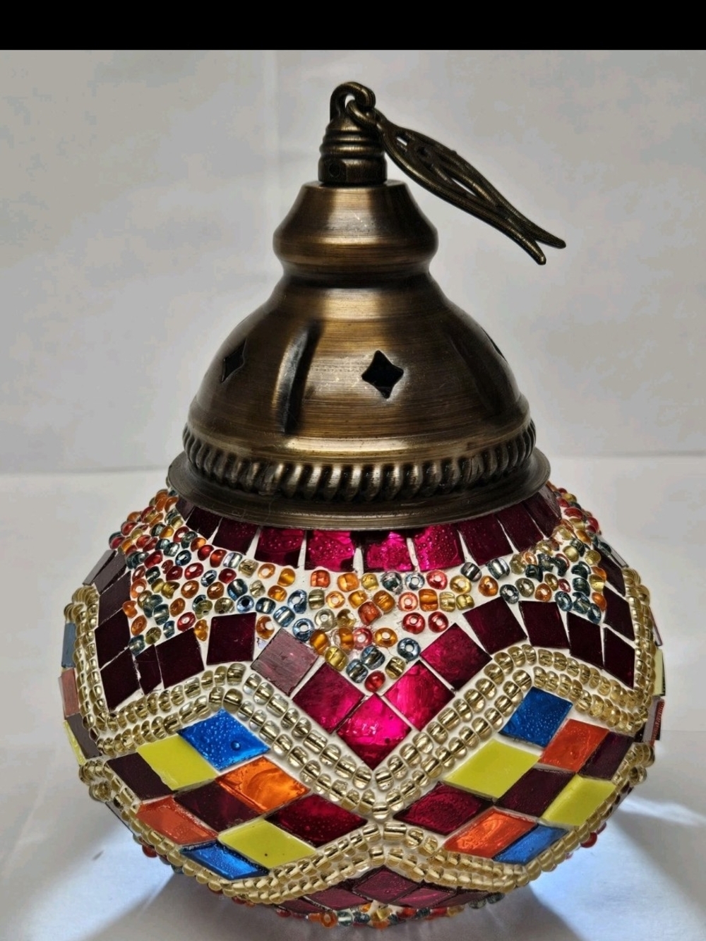 Turkish/Anatolian Demmex Mosaic Table Lamp Exquisite Colourful Cap Top ONLY